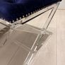 Blue velvet footstool Image 3