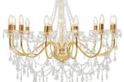 Chandelier with Beads Golden 12 x E14 Bulbs