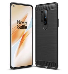 Black Carbon Fibre Style Case For OnePlus 8 PRO  Shockproof Armour Back Cover