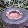 24" Vintage Wooden Turned Firestone Ashtray Image 3