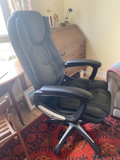 High Back Executive Office Chair, Black Faux Leather, Excellent Condition