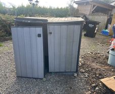bin store - plastic bin / garden / firewood stores x 2 FREE