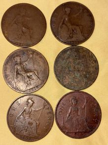 Vintage Great Britain Pre Decimal Penny Coins 1916 to 1967