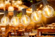LED Outdoor String Lights 65FT/20M Festoon Lights with Shatterproof G40 Vintage Edison Bulbs, Garden Lights Waterproof for Porch, Deck, Garden, Backyard, Balcony, 2700K Warm White
