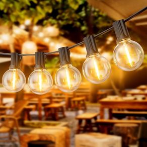 LED Outdoor String Lights 65FT/20M Festoon Lights with Shatterproof G40 Vintage Edison Bulbs, Garden Lights Waterproof for Porch, Deck, Garden, Backyard, Balcony, 2700K Warm White