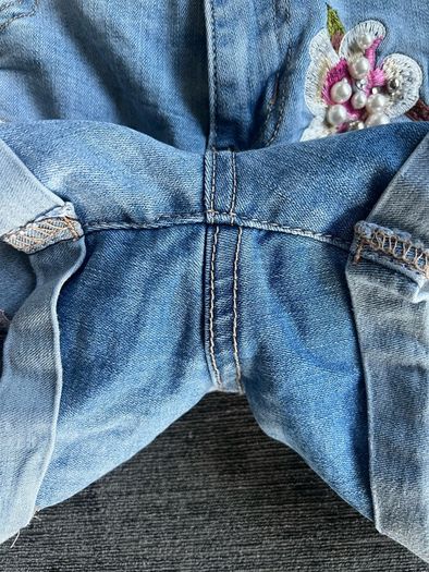 Monday Denim Shorts XS Embroidered Floral & Bird Design