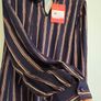 Fee G Navy & Rose Gold Metallic Stripe Blouse Size 10 Image 5