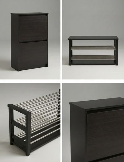 QUICK SALE (BARGAIN): Hallway Shoe Storage Set (Tall 2 - Compartment Cabinet & Matching Shoe Bench) - Excellent Condition (Collectelion D13)