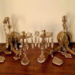 Vintage French glass wall light sconces
