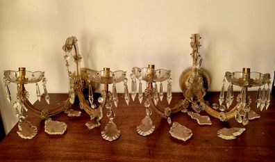 Vintage French glass wall light sconces