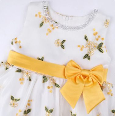 New embroidered bow dress gauze princess girl dress Sz 4-5yrs