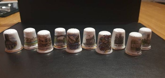 Assortment of Fine Bone China Thimbles British Cities & An Odd Country or 2