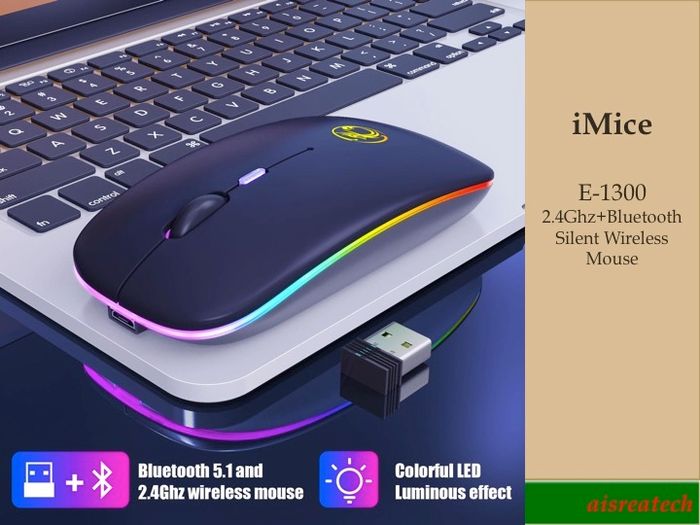 Wireless RGB LED Mice Mouse 2.4G/ Bluetooth Mouse with Rechargeable Battery(OUT OF STOCK)