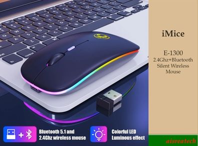 Wireless RGB LED Mice Mouse 2.4G/ Bluetooth Mouse with Rechargeable Battery(OUT OF STOCK)