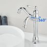 Chrome Vintage Retro Tall Tap for Bathroom Basin, High Rise Bathroom Sink Mixer Tap with 360 Swivel Spout, Brass Construction Basin Mixer Tap, Cloakroom Classic Countertop Image 7