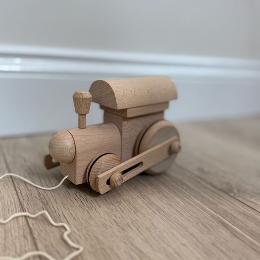 Pull along wooden toy train