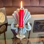 Antique Silver Colour Art Deco Style Retro Decor Scallop Shell Candle Sconce 1920s Image 3