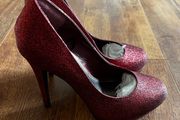 Red glitter high heels