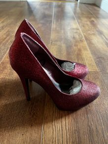 Red glitter high heels