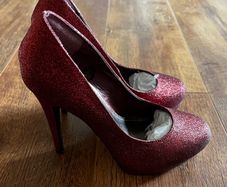 Red glitter high heels