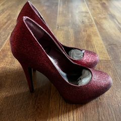 Red glitter high heels