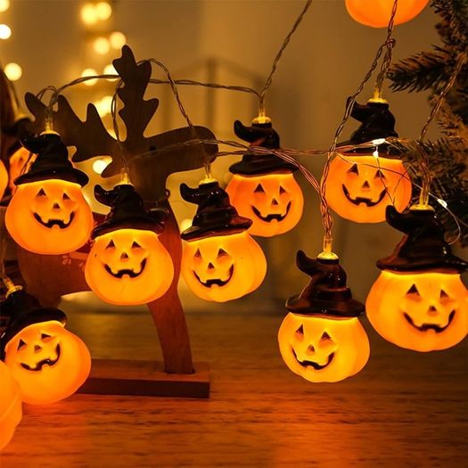 Pumpkin Lights Halloween String Lights Battery Powered Halloween Decoration Pumpkin Lights 16.5ft 20 LED for Halloween Party Indoor Outdoor Home Festival Decoration