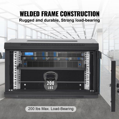 6U Wall Mount Network Server Cabinet, 39.4 cm Deep, Server Rack Cabinet Enclosure, 90.7 kg Max. Ground-mounted Load Capacity, with Locking Glass