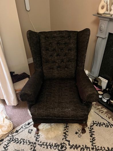 Charcoal Wingback Arm Chair