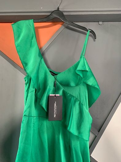 PLT satin green summer dress with drophem size 10