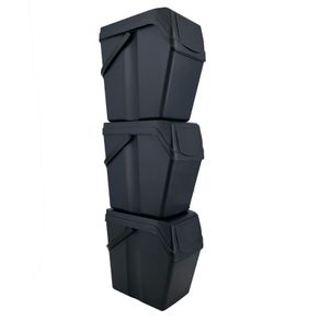 BRAND NEW Set of 3 recycling cubes with capacity of 75 litres of compartment in black color
