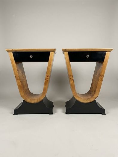 Pair of Architectural Art Deco Style Bedside Lockers / Nightstands