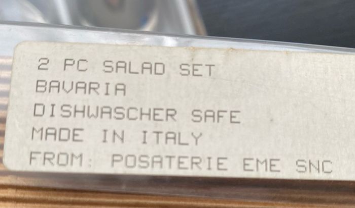 2 Pc Salad Set Bavarir Dishuascher Safe Made In Italy From: Posaterie Eme Snc