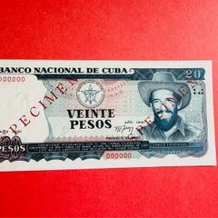 Cuba  20 Pesos  1991  ( Specimen )  Scarce     ( Uncirculated )