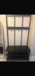 Coat rack and bench with shoe storage