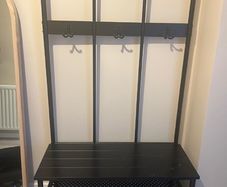 Coat rack and bench with shoe storage