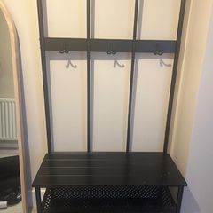 Coat rack and bench with shoe storage