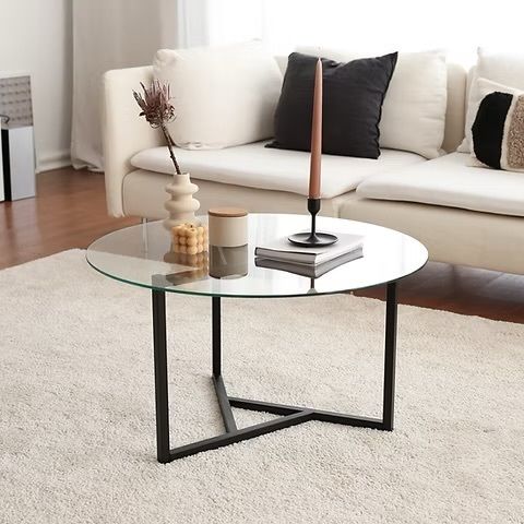 Trio coffee table w clear tempered glass
