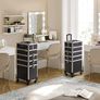 Cosmetic Case, Professional Makeup Case, 4-in-1 Vanity Case for Travel, Large Trolley for Hairdressers, Lockable, with 360 Rotating Universal Wheels, Black Image 2