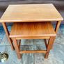 Two Nesting Honey Teak Side Occasional Tables made in Denmark Image 10