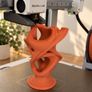 3D Printed Terracotta Sculptural Vase, Abstract Modern Home Decor Image 4