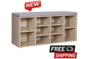 10 Pairs Shoe Storage Bench Shoe Rack Natural/Grey