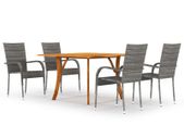 5 Piece Garden Dining Set Grey