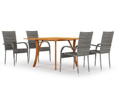 5 Piece Garden Dining Set Grey