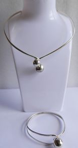Vintage 1980s Sterling Silver 925 Bracelet and Collar Necklace 34,3g