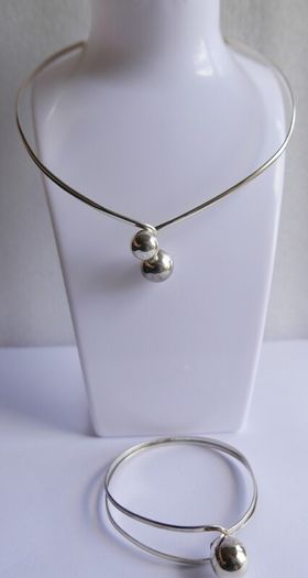 Vintage 1980s Sterling Silver 925 Bracelet and Collar Necklace 34,3g