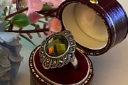 Sterling Silver Victorian Style Marcasite Cocktail Ring. Size N/O.