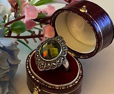 Sterling Silver Victorian Style Marcasite Cocktail Ring. Size N/O.