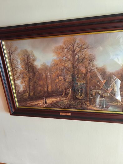 Framed print of oil painting COUNTRY COTTAGES By Clemens