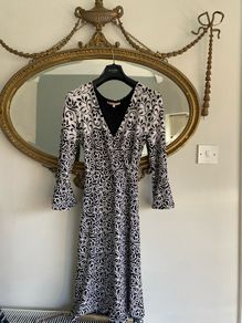 El Corte Ingles Yera Woman Long Dress Black & White Geometric Shaped Size S