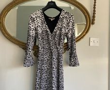 El Corte Ingles Yera Woman Long Dress Black & White Geometric Shaped Size S